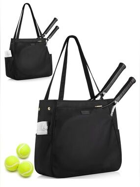 CHICECO Black Nylon Oxford XL Tennis Tote Bag